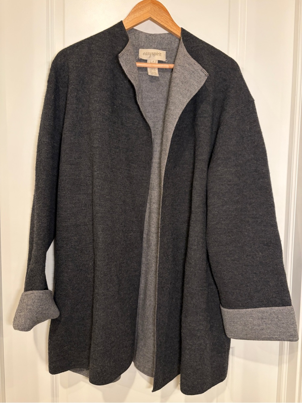 VTG 90s Easy Spirit Premium Merino Wool Open Front Cardigan Jacket Size 3